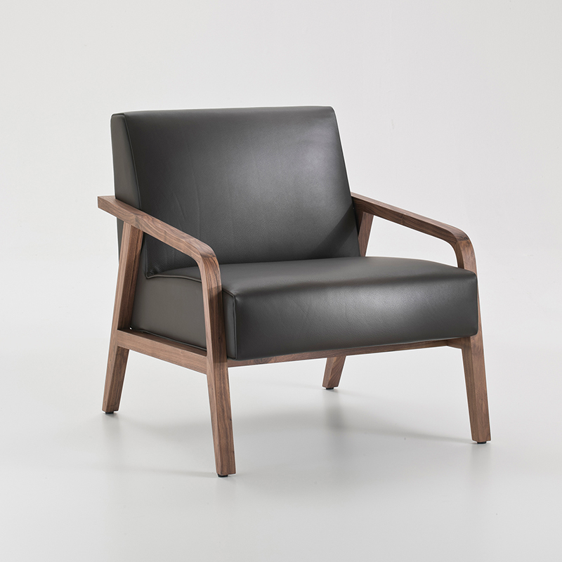 Moderne Meubels Design Woonkamer Enkele Sofa Bentwood Lederen Chaise Lounge Chair met Ottomaanse