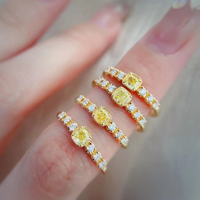 Mode-sieraden Fabrikant 18K/14K/10K/9K Goud enkele gele diamant steen vrouwen gouden ringen ontwerpen