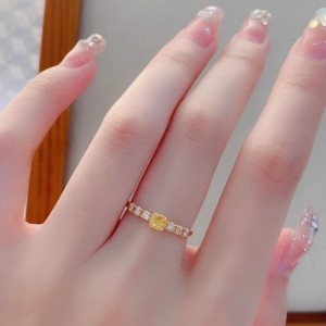 Mode-sieraden Fabrikant 18K/14K/10K/9K Goud enkele gele diamant steen vrouwen gouden ringen ontwerpen