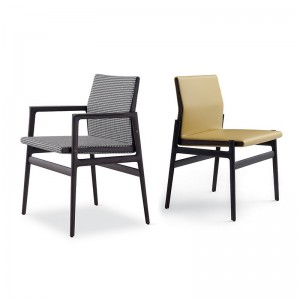 Nordic Black Effen Houten Stoel Eetkamer Stof Moderne eetkamerstoelen met armen