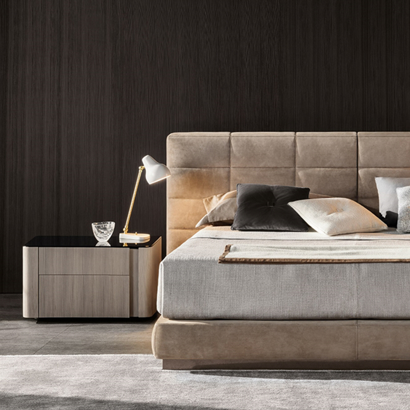 Hoge kwaliteit sierlijke Italiaanse hotel slaapkamer meubels ladenachtkastje fluwelen moderne luxenachtkastjesnachtkastjes