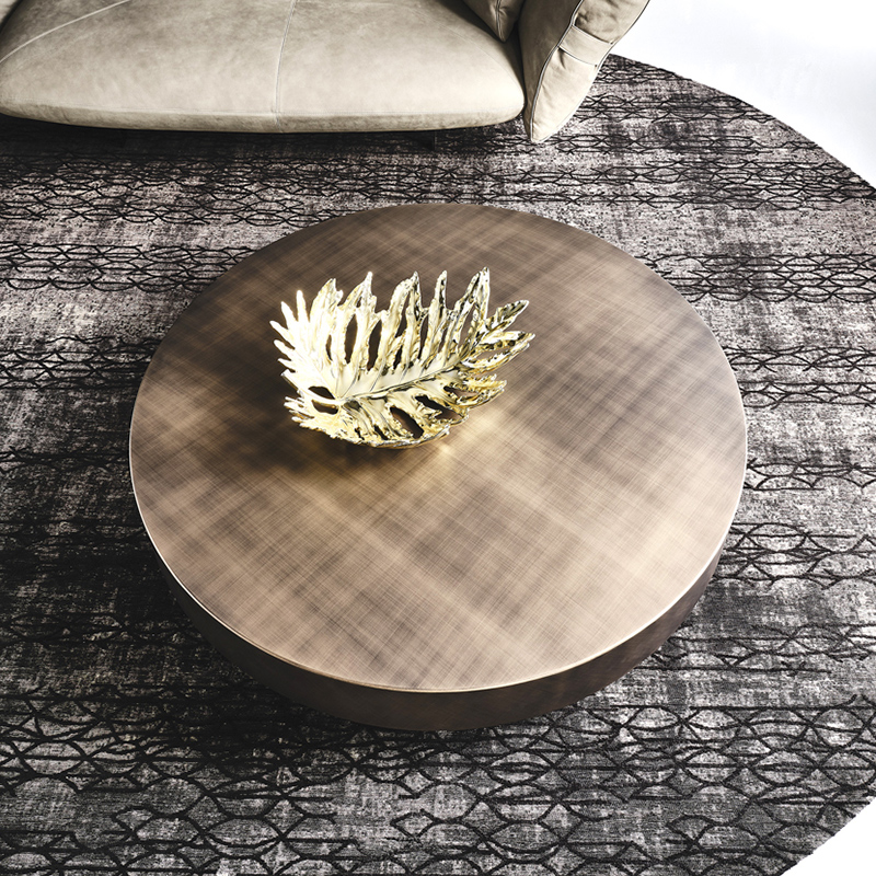 Italiaans ontwerp Moderne roterende glazen zijde Tabel Goud metalen roestvrijstalen luxe ronde salontafel set