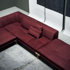 Italiaanse luxe gouden poot 7 -zuiverer l vorm hoek sectionele bank set meubels