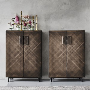 Italiaanse moderne luxe retro gouden metaalopslag roestvrijstalen kast bijboardbuffet