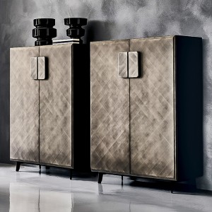 Italiaanse moderne luxe retro gouden metaalopslag roestvrijstalen kast bijboardbuffet