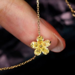 18k/14k/10k gouden gele diamant bloemblaadje ketting voor meisje