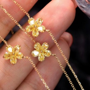 18k/14k/10k gouden gele diamant bloemblaadje ketting voor meisje