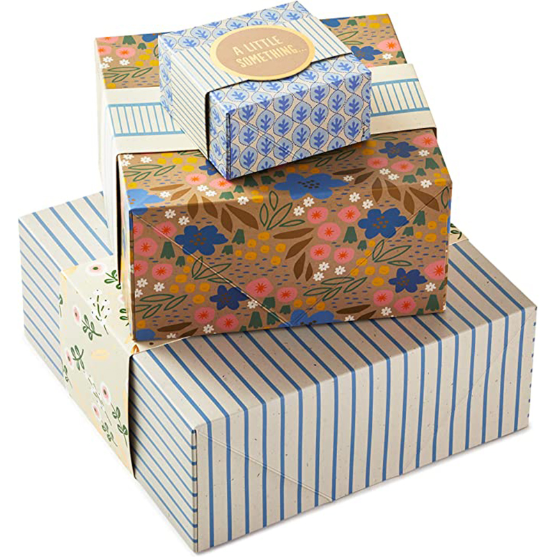 Hallmark-cadeau-dozen met wrapbands, diverse maten (3-pack: schattige bloemen en strepen) voor verjaardagen, bruidsdouches, de dag van Mother \\\\\\ 's beste vrienden