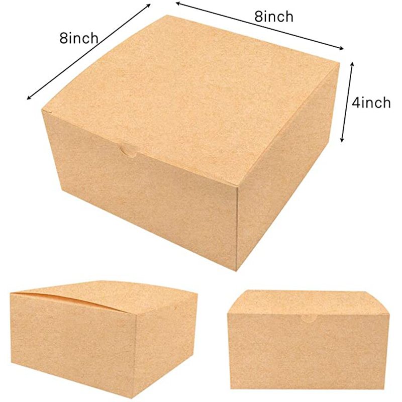 Moretoes Brown Gift Boxes Kraft Pack 8x8x4 inches, papieren cadeaubon met deksels voor kerstcadeaus, bruidsmeisje voorstel dozen, cupcake -dozen, knutselcadeau -doos