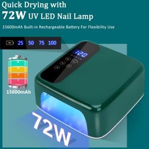 M&R 602Pro Groene draadloze LED -nagellamp, draadlozenageldroger, 72W oplaadbare LED -nagellicht, draagbare gel UV LED -nagellamp met 4 timer -instellingssensor en LCD -display, professionele LED -nagellamp voor gelpool