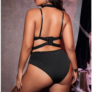 Harness Ring Linked Garter Lingerie Set Floral Lace Underwire Brad Bandage Lingerie