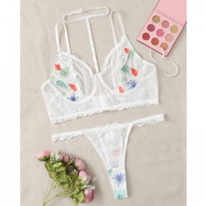 Bloemprint Lace Harness Lingerie Set met string