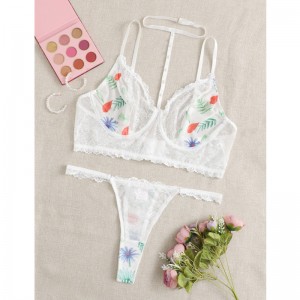Bloemprint Lace Harness Lingerie Set met string
