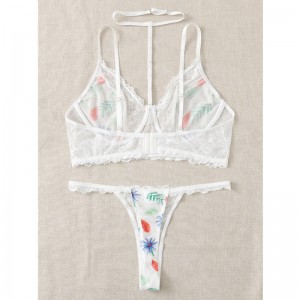Bloemprint Lace Harness Lingerie Set met string