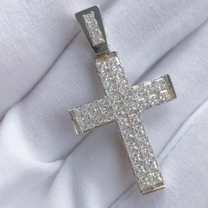 Custom Sterling Silver 925 met Moissanite Stone Cross Pendant