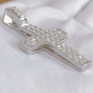 Custom Sterling Silver 925 met Moissanite Stone Cross Pendant