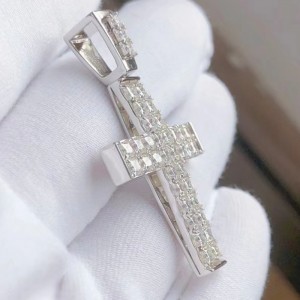 Custom Sterling Silver 925 met Moissanite Stone Cross Pendant