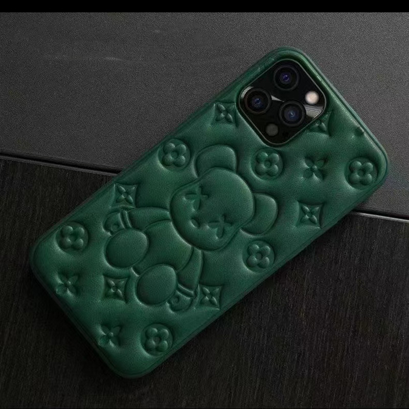 Nieuwe mobiele telefoonhoesje, Apple iPhone13Pro Leather Bear 3D Embossing Proces Mobiele telefoon Beschermende lederen Case