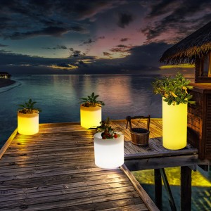 Buitentuin LED verlichte bloempotten, RGB -kleur veranderende plastic LED verlichte bloempotten voor bruiloft, evenementenfeest, hotel, winkelcentrum openingsceremonie decoratie (waterdichte IP68)