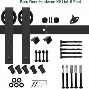 BR001 6ft Heavy Duty Sturdy Sliding Barn Door Hardwarekits J Vormhanger voor enkele deur, zwart koolstofstaal