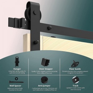 BR001 6ft Heavy Duty Sturdy Sliding Barn Door Hardwarekits J Vormhanger voor enkele deur, zwart koolstofstaal