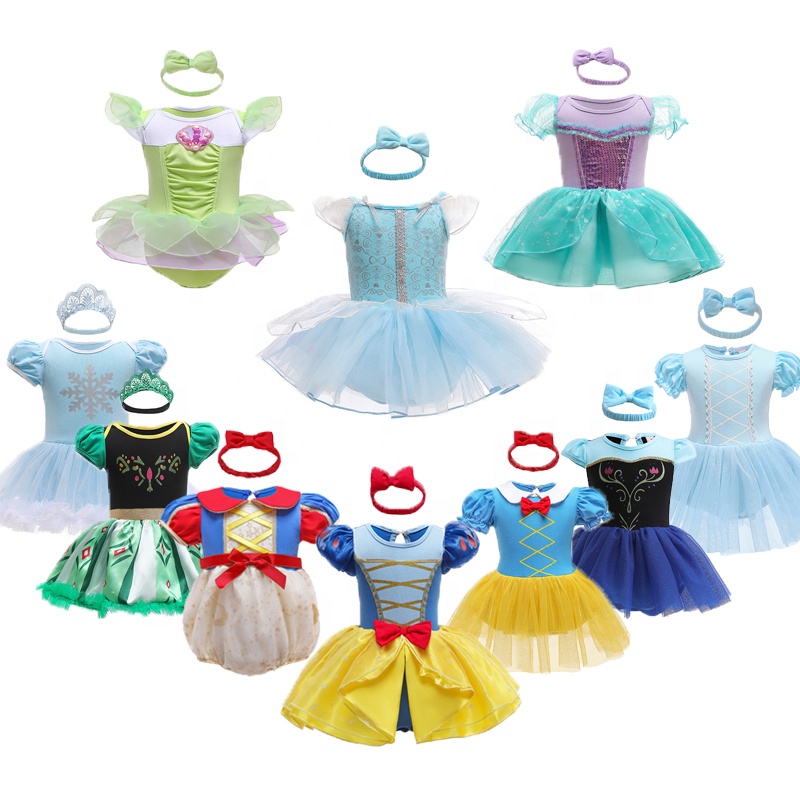 Halloween Girls Princess Romper 1 2 -jarige verjaardagsjurk Fancy Fairy Desse voor pasgeborenen Elsa Ariel Rapunzel Belle aankleden