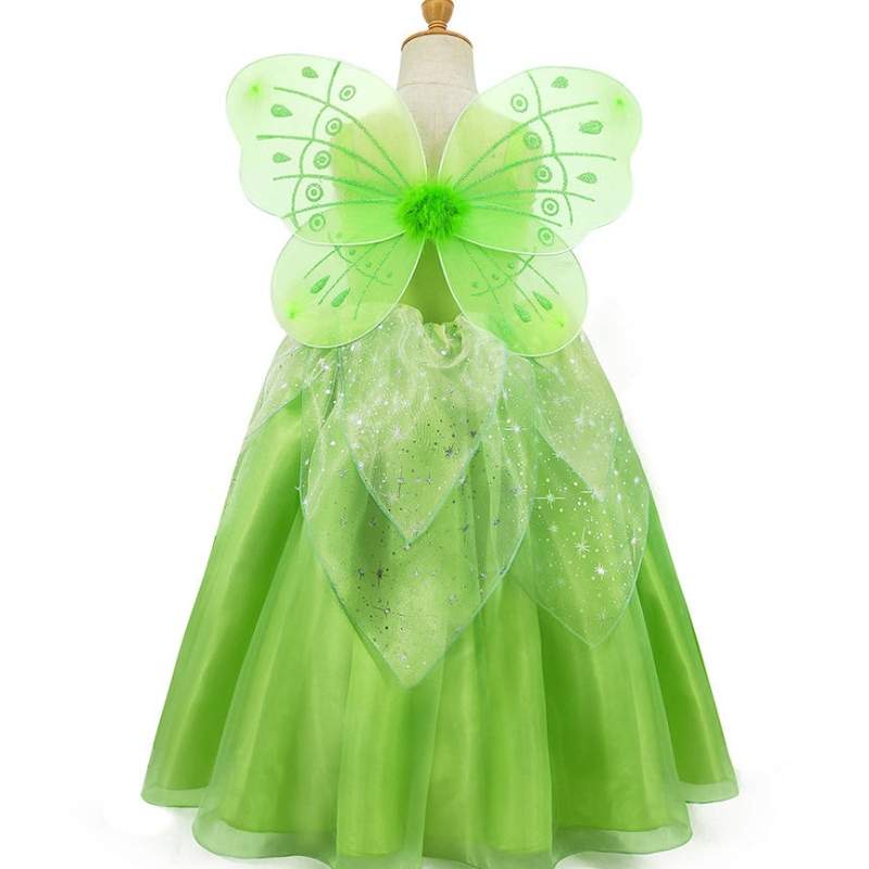 Girl Flower Fairy Tinker Bell verkleed Kids Princess Girl Cosplay met vleugels Halloween kostuum feestjurk