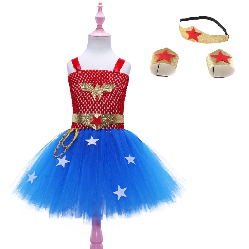 Girl Dress Cosplay Dawn of Justice Dress For Girls Kinderen Superhero Cosplay Halloween Party Dress-kostuum voor 2-12 jaar