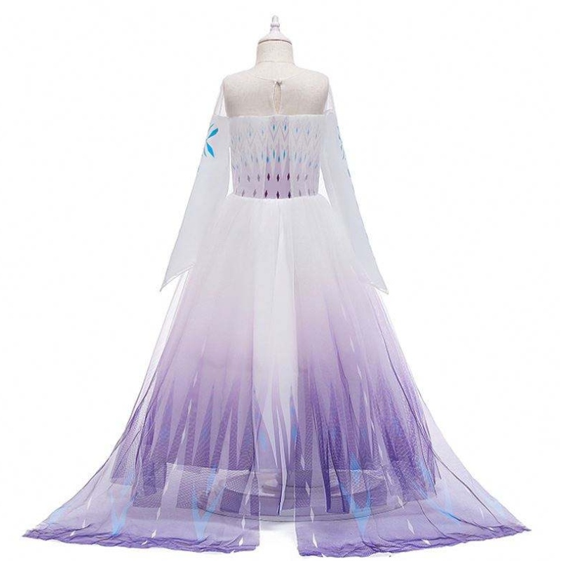 2020 Groothandel ins Sneeuw Queen Elsa Dress Prinses Girl Anna Long White Dress BX1693