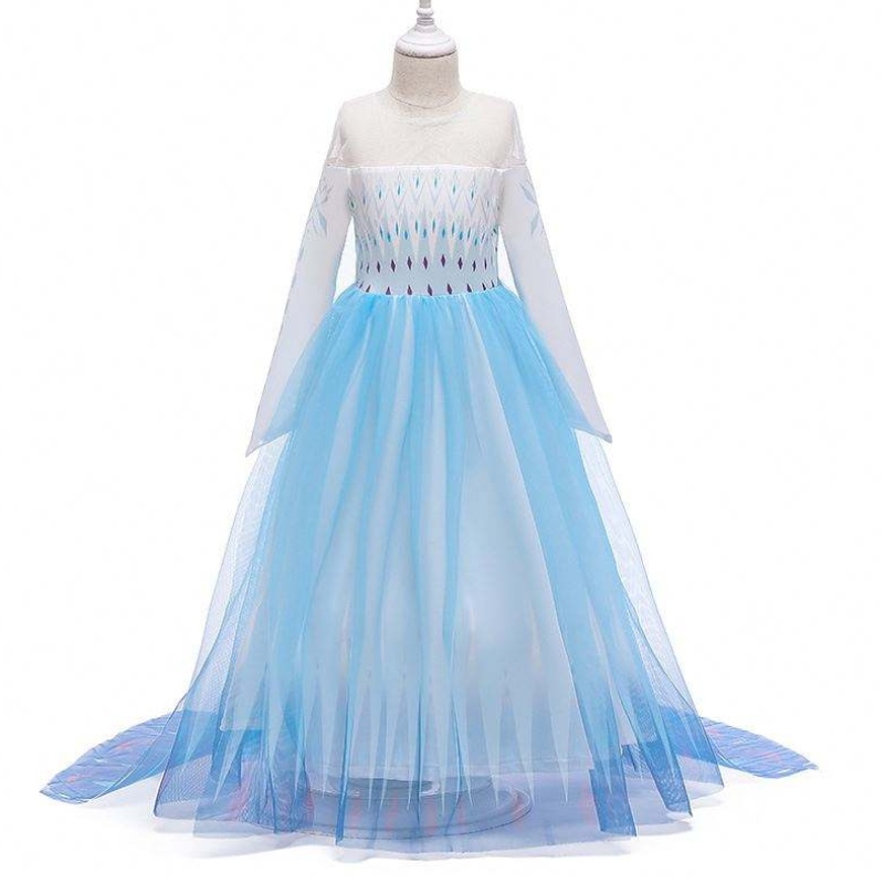 2020 Groothandel ins Sneeuw Queen Elsa Dress Prinses Girl Anna Long White Dress BX1693