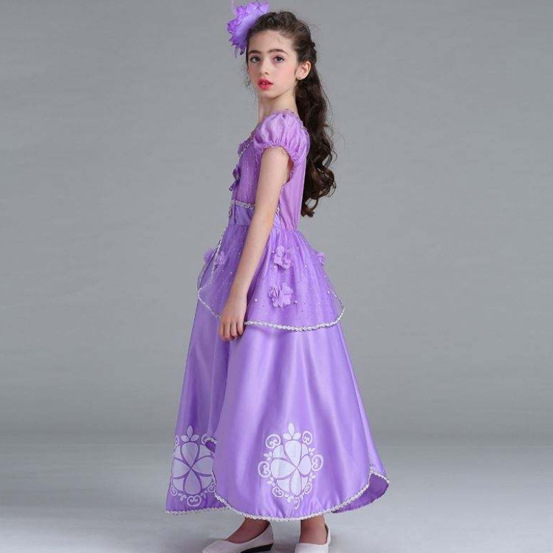 Baige Sophia Rapunzel Jurk Lilac Girl Princess Dress Performance Halloween Princess Girl Cosplay kostuum