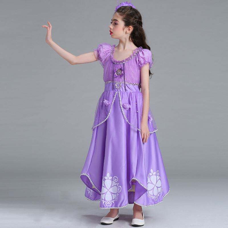 Baige Sophia Rapunzel Jurk Lilac Girl Princess Dress Performance Halloween Princess Girl Cosplay kostuum