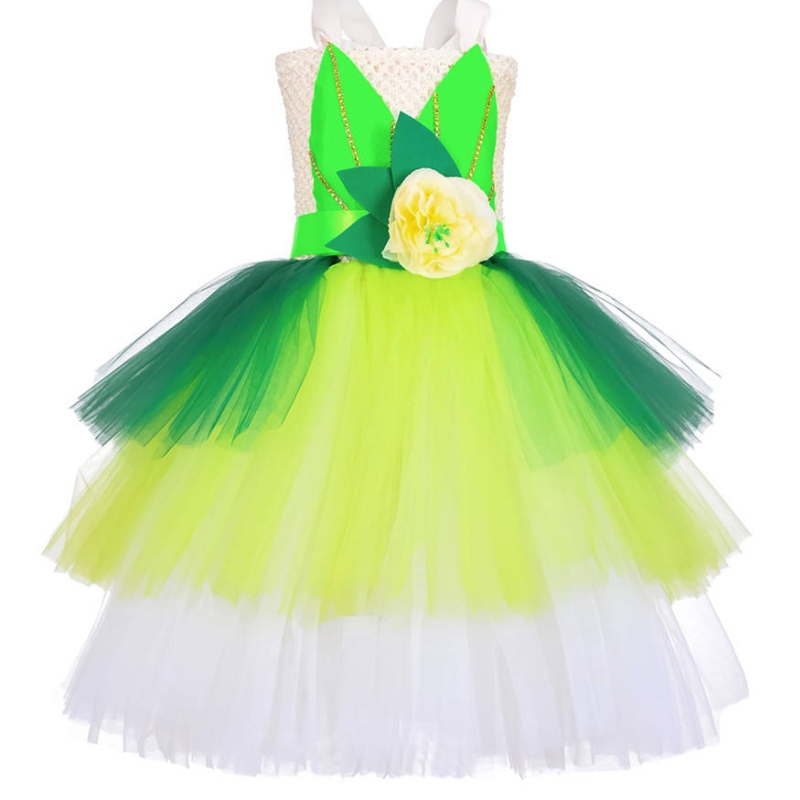 Halloween Cosplay Princess Baby Girls Party Green Flower Fairy Tinker Bell Dress Elf -kostuum met vlindervleugels Sets