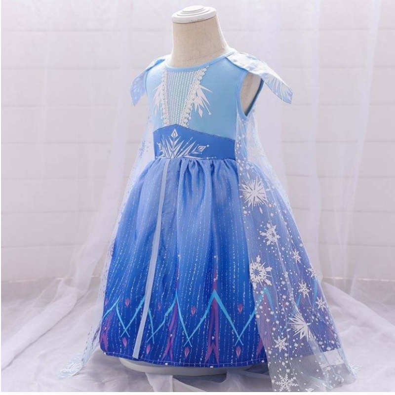 Baige Girls Summer Jurk Pasgeboren baby Elsa 2 Blue Girl Party Dress BX1730