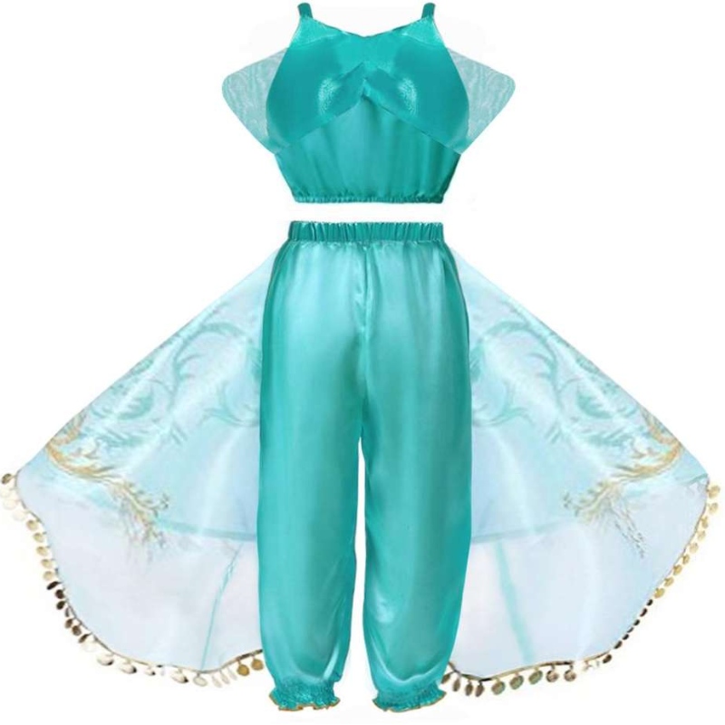 Meisjes jurk kinderen halloween kostuum cosplay kleding lil girls prinses jasmine feestjurk