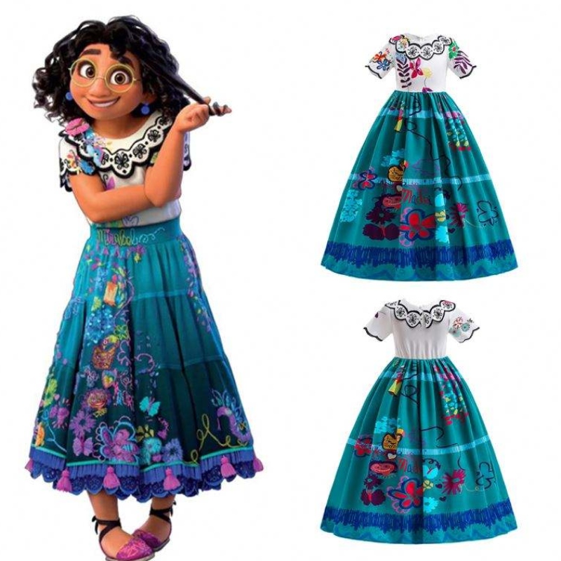 Baigenieuwe encanto -kinderen verkleed prinses Mirabel cosplay kostuum MFMW006