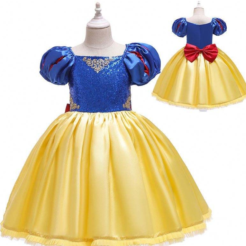 Baigenieuwe aankomst Korte mouwen Sneeuwwitje Frock Girl Christmas Halloween Party Dress D0677