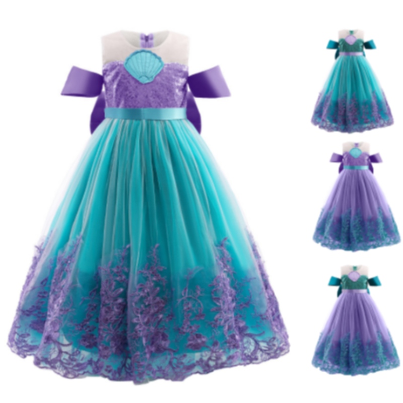 Zeemeermin prinses meisje jurk kinderen Halloween cosplay kostuums baby meisje paarse jurk kinderen verjaardagsfeestje kleding tutu jurk