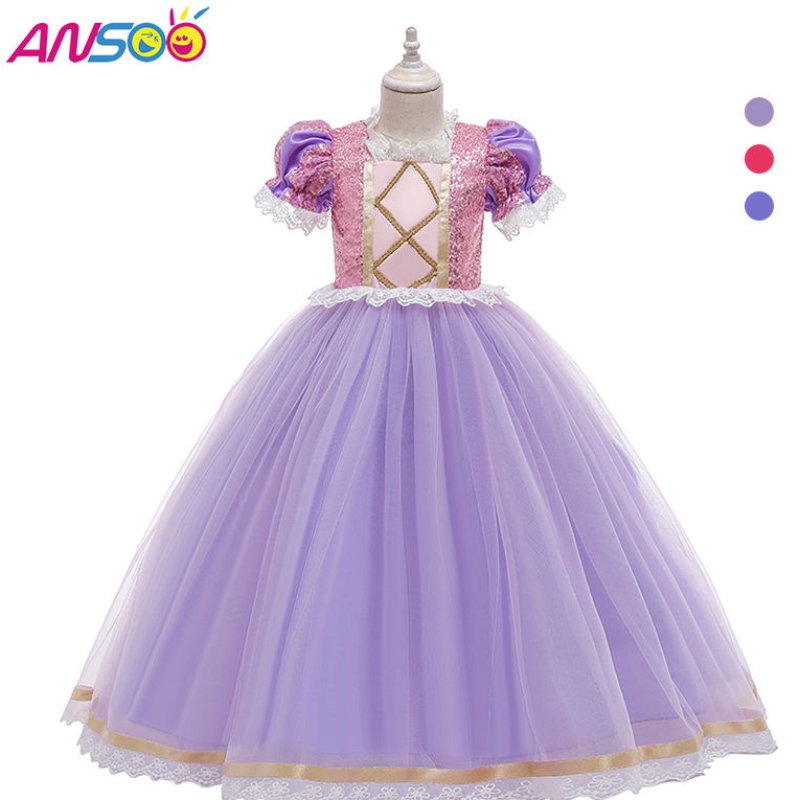 Anoo Kids Birthday Party Dresses Halloween Easter Carnival Cosplay Princess Sofia Rapunzel Dress Up Girls kostuum