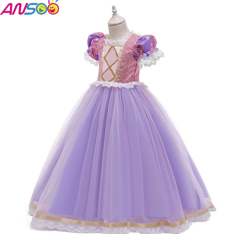 Anoo Kids Birthday Party Dresses Halloween Easter Carnival Cosplay Princess Sofia Rapunzel Dress Up Girls kostuum