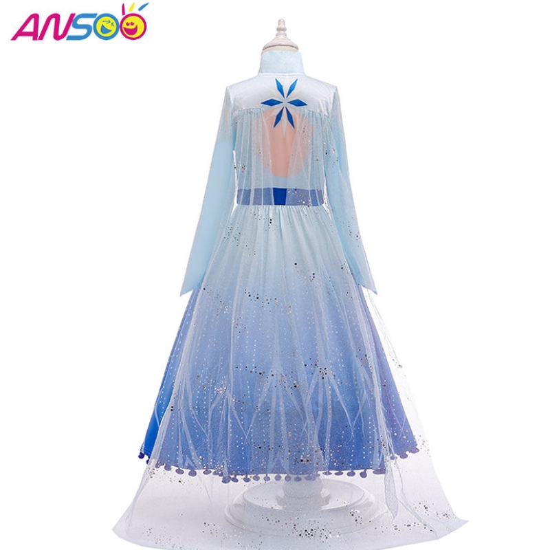 Anoo Hot Sale Elsa Anna Cosplay Costume 3pcs A Set Girls Movie Princess Dress voor 2-13 jaar oude meisjes