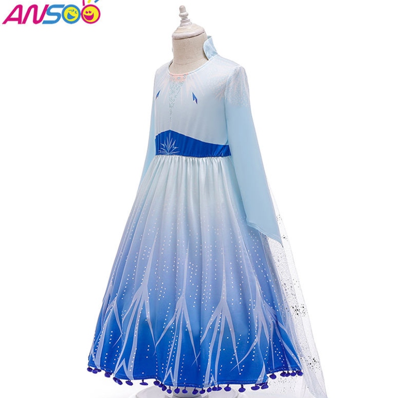 Anoo Hot Sale Elsa Anna Cosplay Costume 3pcs A Set Girls Movie Princess Dress voor 2-13 jaar oude meisjes