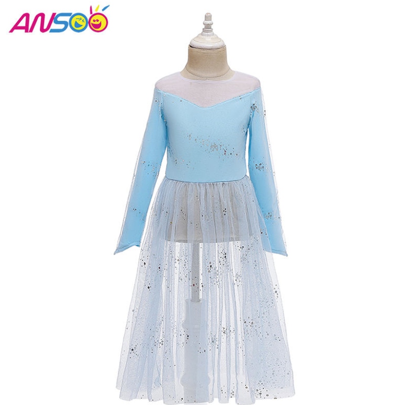 Anoo Kleed 2 Princess Elsa Anna Fashion Dress Costume Elsa 2 Movie 2-jurk voor 2-13 jaar oude meisjes