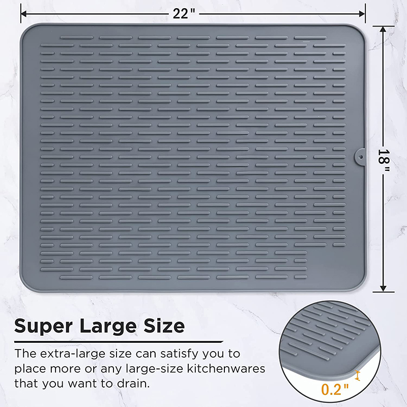 Gerecht droogmat, grote afwateringsmat voor de keuken aanrecht,niet-slip siliconen wastafel mat
