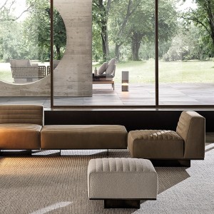 Italiaanse Minotti Modern Black Cotton and Linen Sofa Fabric Sectional Set Furniture