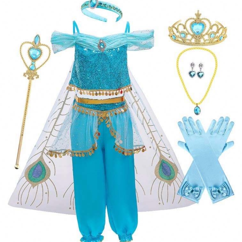 Anime Aladdin en de magische lamp Aladdin cosplay kostuum Prinses Jasmine Belly Dancer-kostuum voor meisje HCAL-001