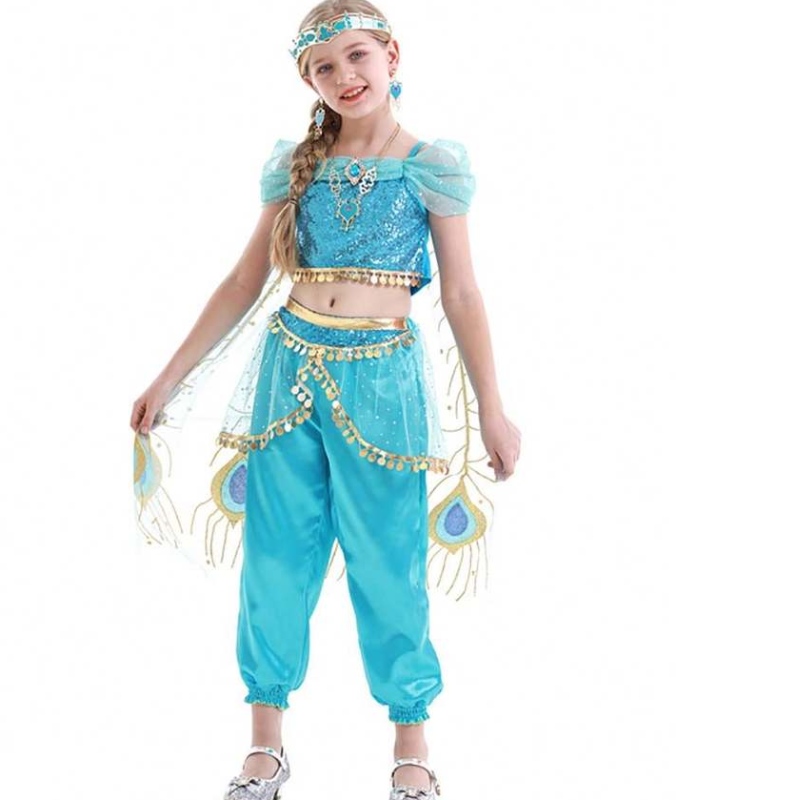 Anime Aladdin en de magische lamp Aladdin cosplay kostuum Prinses Jasmine Belly Dancer-kostuum voor meisje HCAL-001