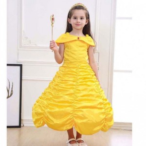 Halloween Kinderen Kleding gelaagd Schoudergele prinses Belle Kostuum Little Girls Halloween Dress HCBL-001