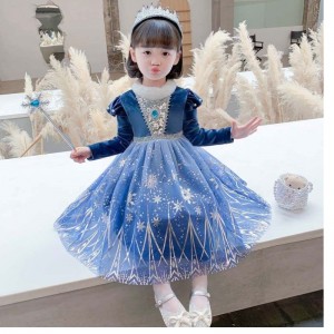 Geschenkideeën Lang achterbleek Lace Bling Lades Split Hem Ana Elsa Dress HCGD-033