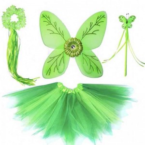 Toddler Kid Halloween Cosplay Birthday Outfits Set Dancing Butterfly Green Fairy Wing Tinker Bell Dress 2-10T HCTB-001